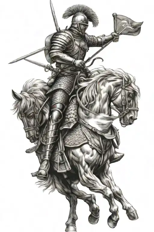 Polish Hussar Warriors Riding Into Battle