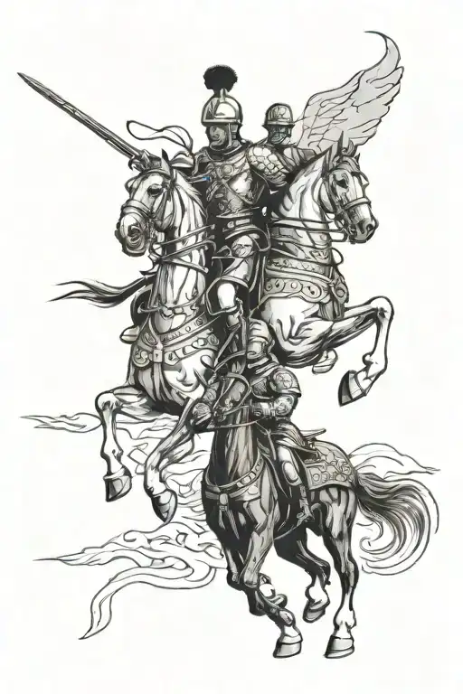 Polish Hussar Warriors Riding Into Battle