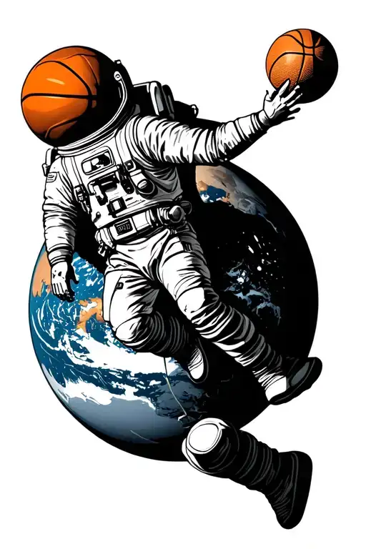 Astronaut Spining A Globe Like A Basketball