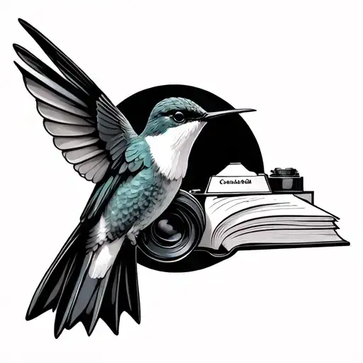 Hummingbird With A Book And Camera Without Black Circle In Background