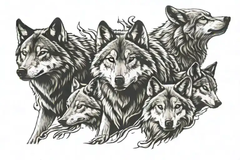 7 Wolves Representing Family