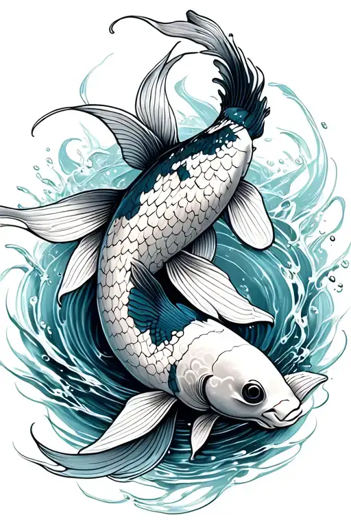 Koi Fish Swimming Upstream
