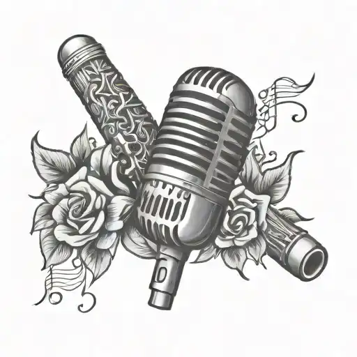 A Microphone And Music Notes Intertwining To Represent The Love For Rap And Country Music