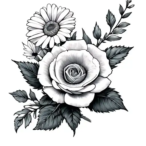 Rose Flower With Marigold Daffodil Daisy Chain