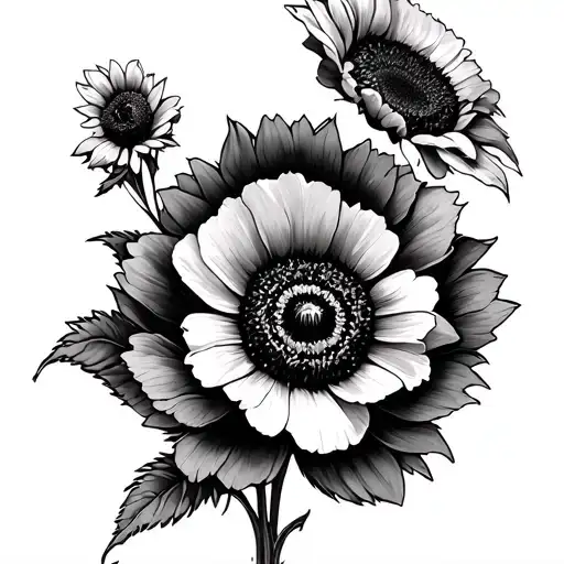 Poppy And Sunflower Interweaved