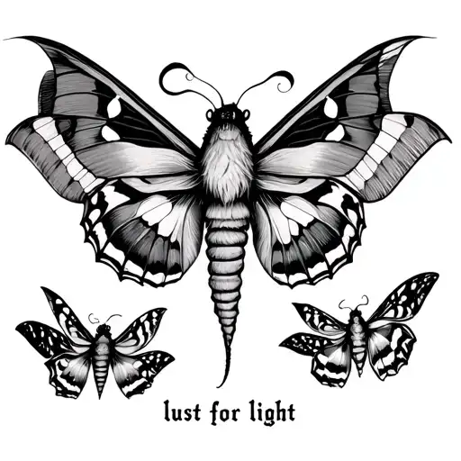 Arm Sleeve Of Moths With The Words Lust For Light Flowing In Between The Moths