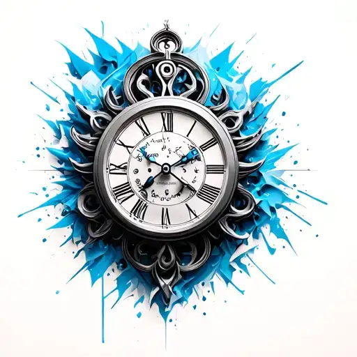 Mechanical Clock 3D Background Wallpaper Blue Aiguille
