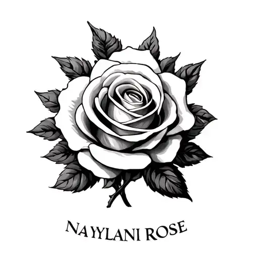 Rose With Name Naylani Rose Big Around It In Old English