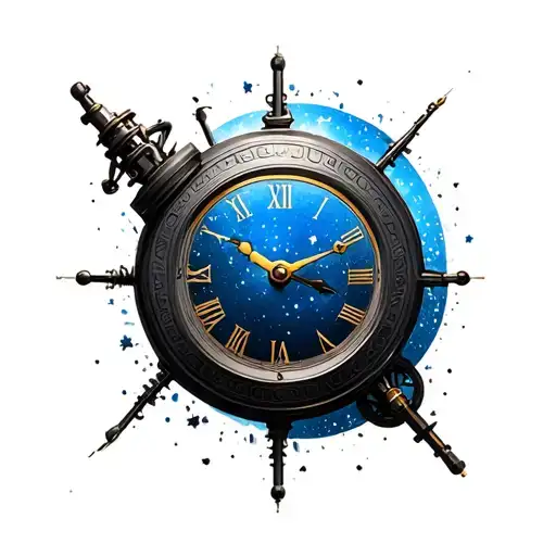 Mechanical Clock 3D Background Night Blue Night And A Moon