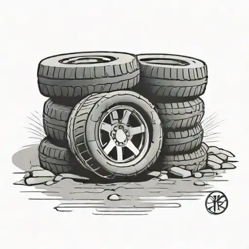 2 Tires Stacked With 1 Tires Standing On Top
