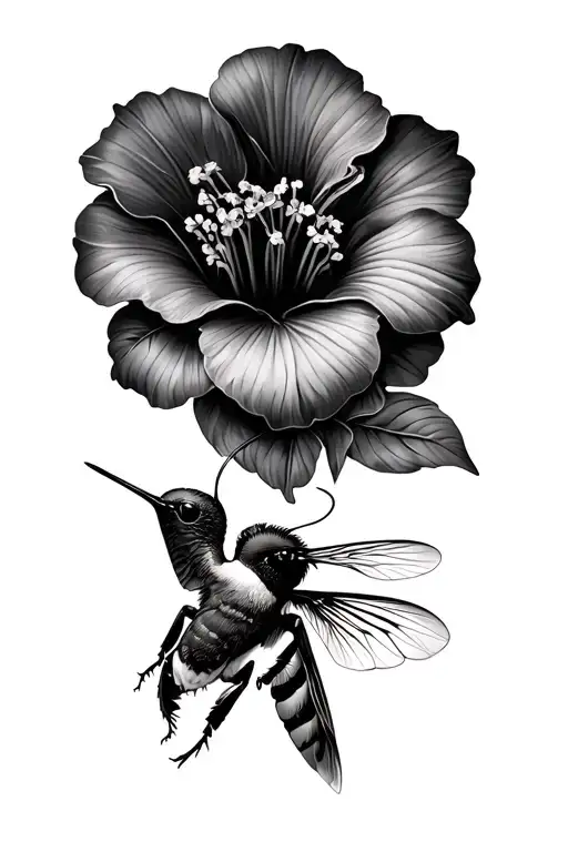 Diplodenia And Hummingbird Hovering Bee