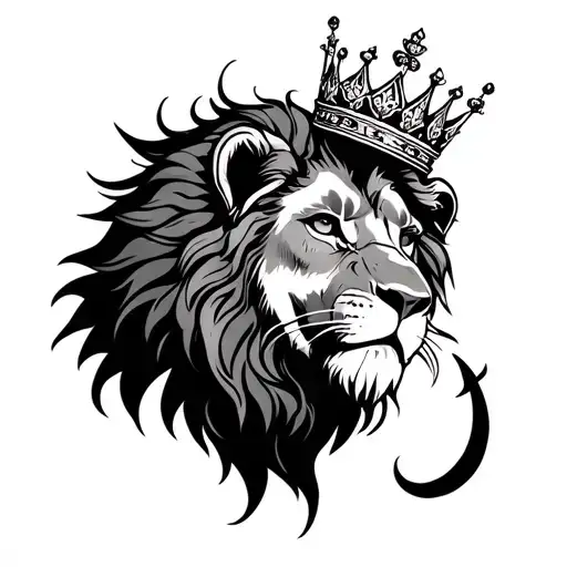 Back Tatto Lion With Crown