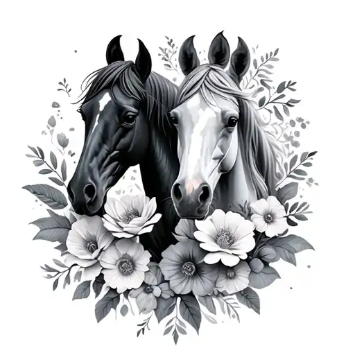 Flowers Surrounding Horses