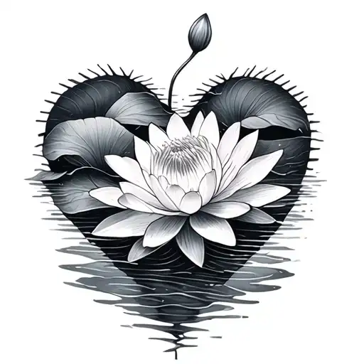 Fingerprint Heart With A Waterlily Blooming