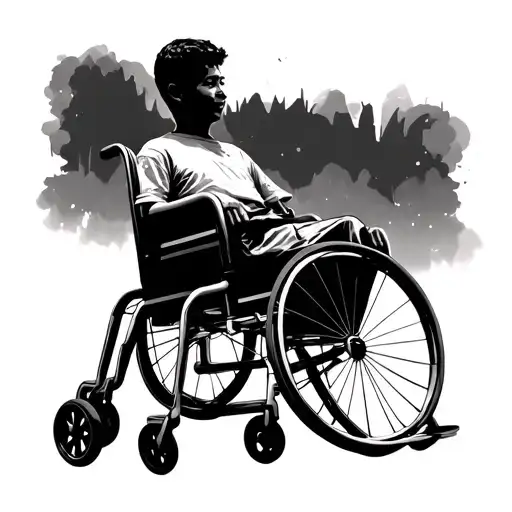 Silhouette Of Brother And Another In Wheelchair