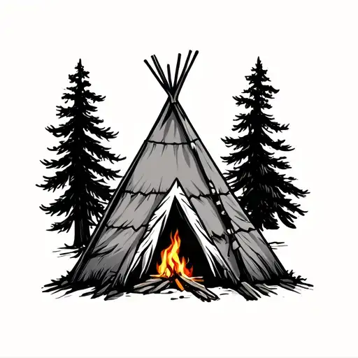 Teepee With Camp Fire