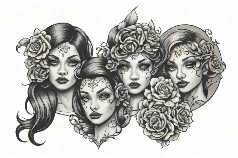 Triplet Sister Tattoo Inspired