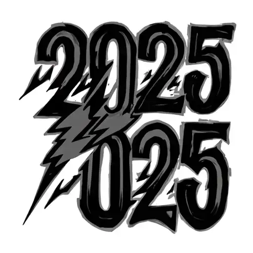 Text 2025 With A Heat And Lightning Bolt