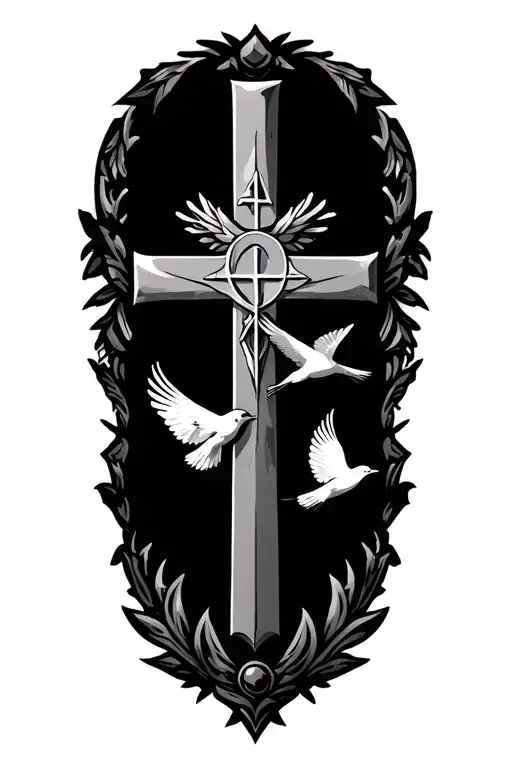 Orthodox Cross With Icon And Bird Flying