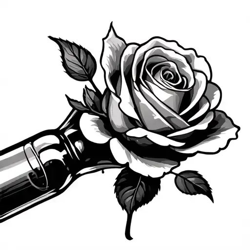 Dead Rose In Liquor Bottle