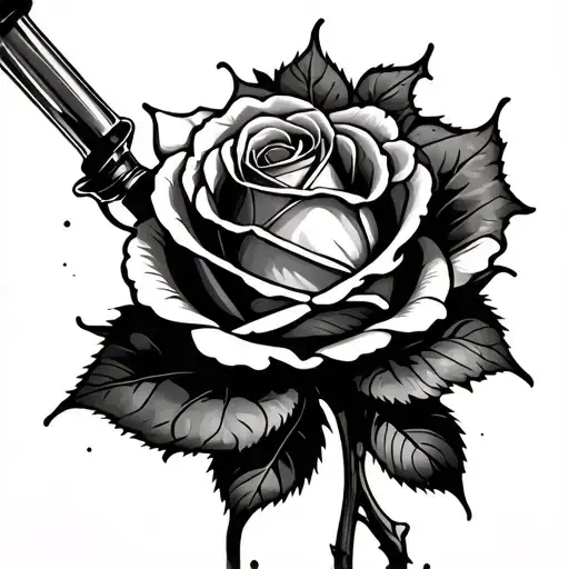 Dead Rose In Bottle Pouring