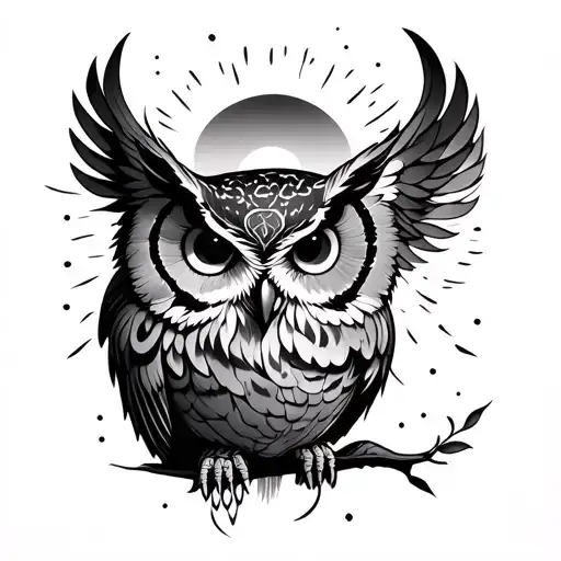 Owl And Moon And Sun