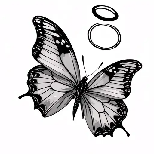 Couple Of Small Butterflies With Halos Above Them