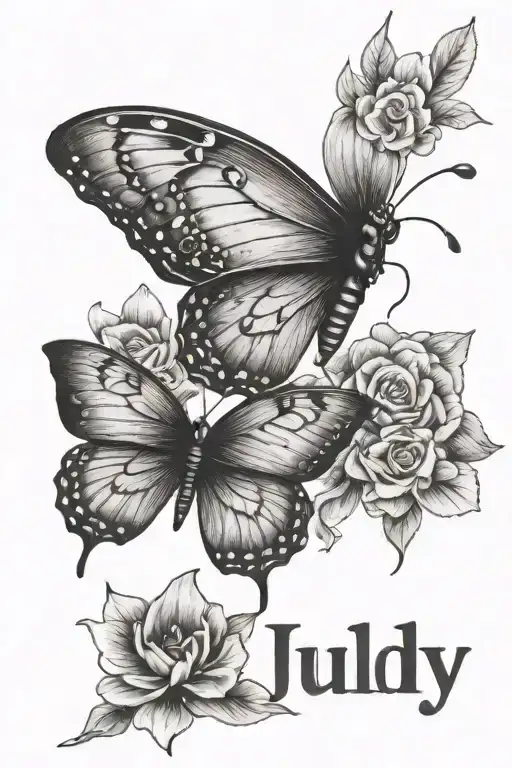 Name With Butterfly And July Birthflowef
