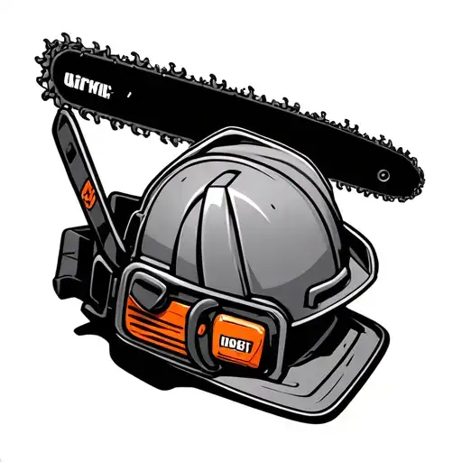 Chain Saw And Hard Hat