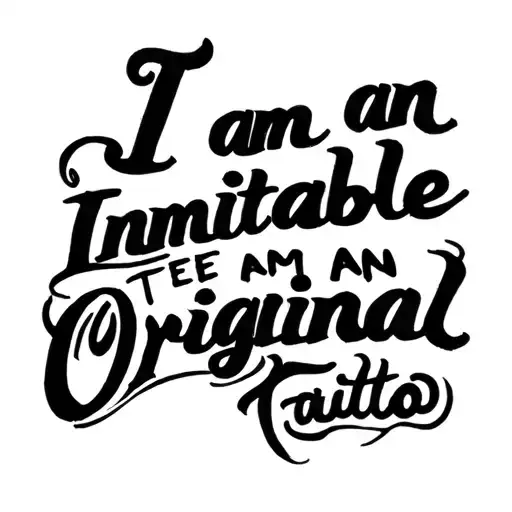 I Am Inimitablei Am An Original Text With An Outlined Quil Trailing Off