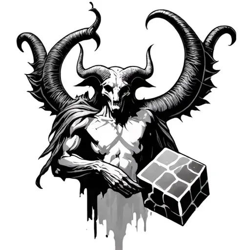 Baphometh Holding A Cube