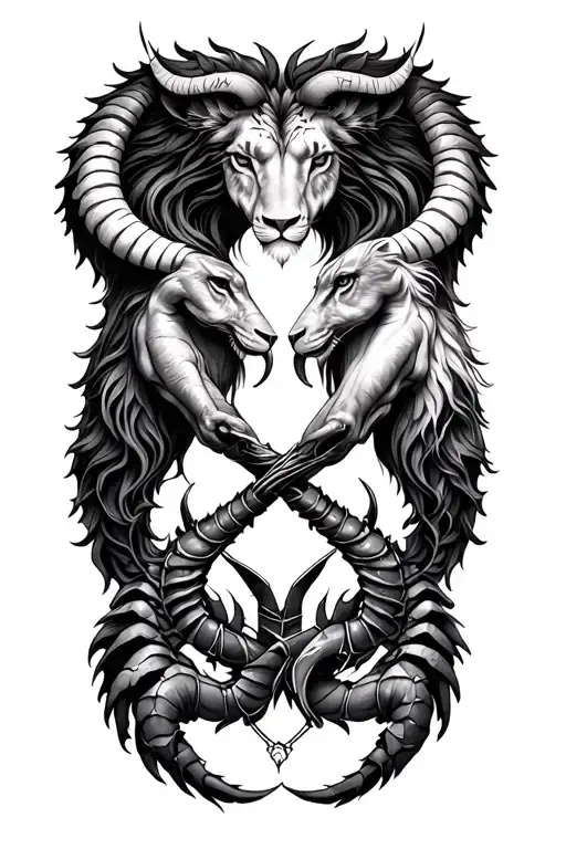 Leo Taurus Aries Scorpio Infinity Design With Sagittarius In The Middle Being Protected
