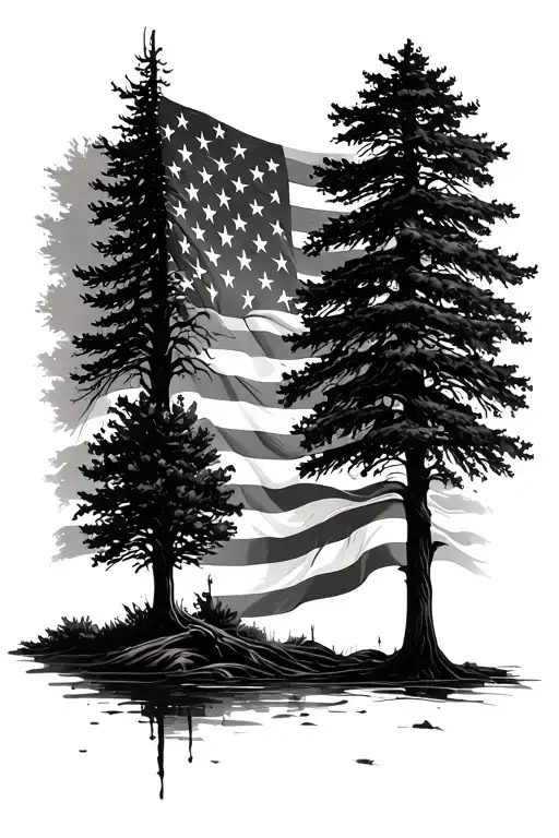 Trees And American Flag Morphing