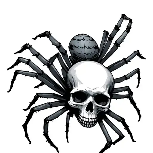 Skull And Spiders Crawling