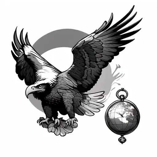 Eagle With Pocket Watch And Globe