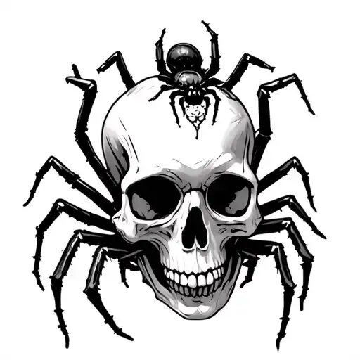 Skull And Spiders Crawling Out