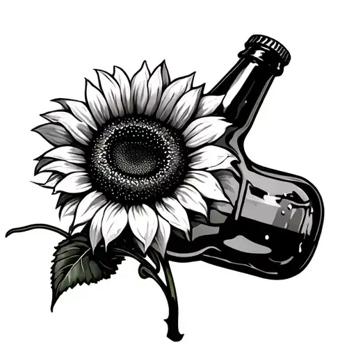 Sunflower In A Beer Bottle