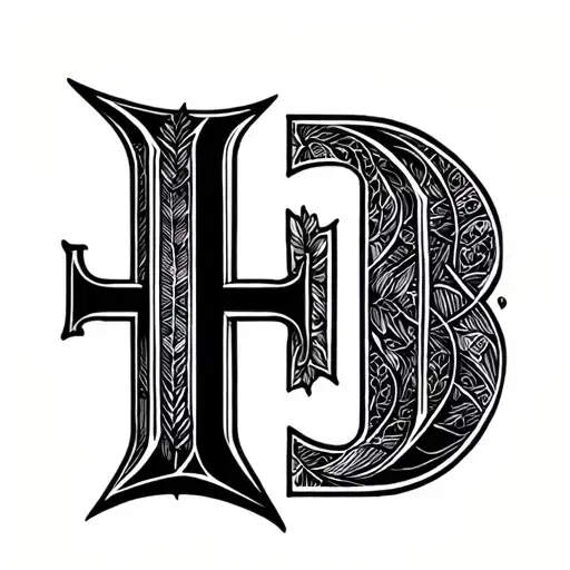Initials H And D Simple Outline