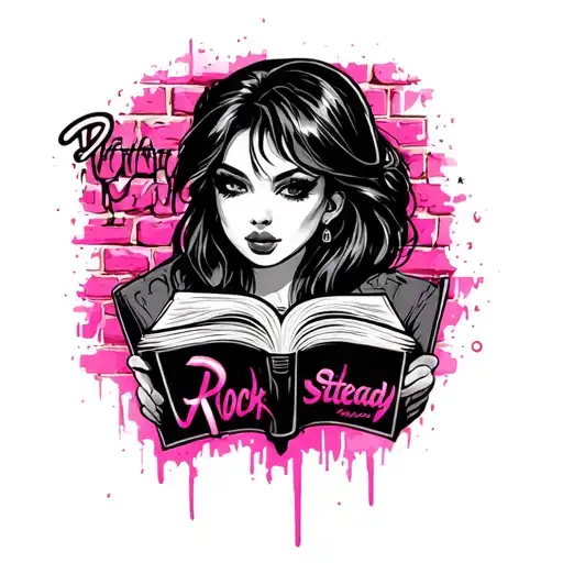 Brick Wall Graffiti Reading Rock Steady For A Female Black Pink Chrome Scale