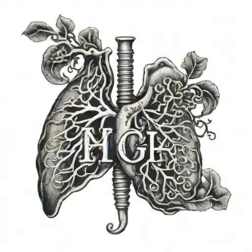 Anatomical Lungs With Letters Yh Wh Written Underneath