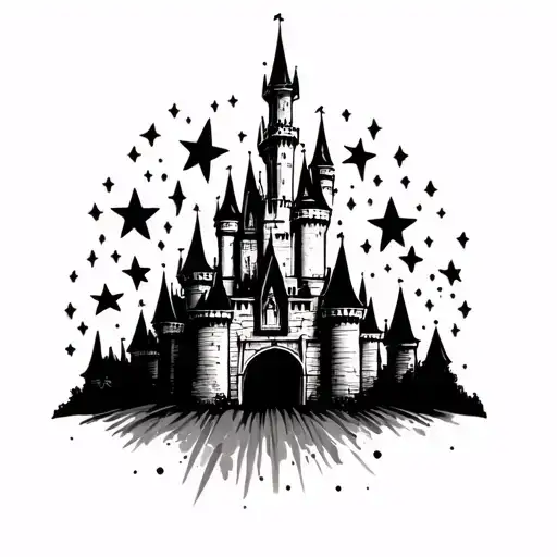 Simple Disney Castle Surrounded With Stars