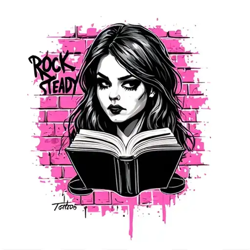 Brick Wall Graffiti Reading Rock Steady Black Pink Chrome Scale