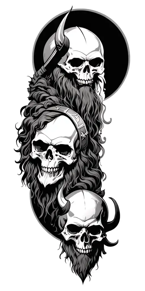 Vikings With Skulls Surrounded