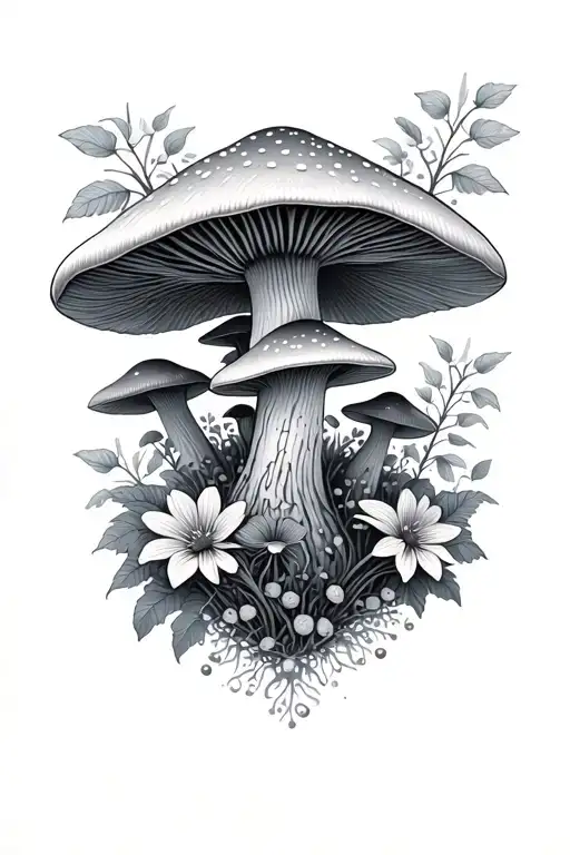 Mushrooms Trees Flowers Surrounding