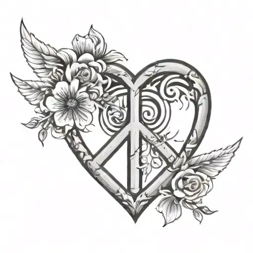 Heart Shape With Peace Sign Inside