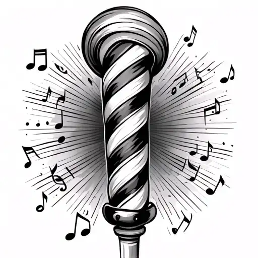 Barber Pole With Music Notes Floating