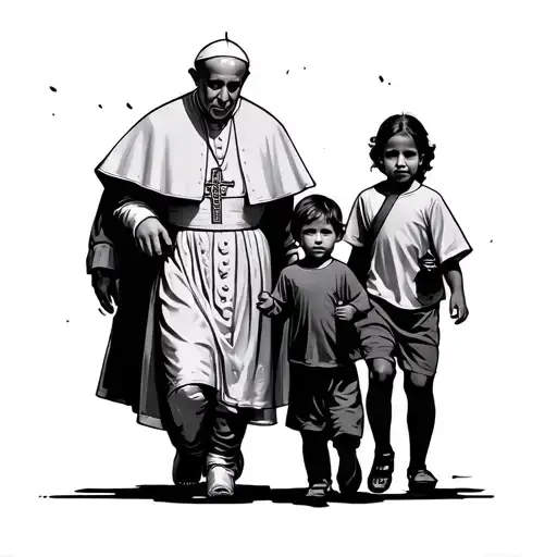 Pope And Children Walking
