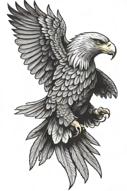 Eagle Head With Long Wing Spread