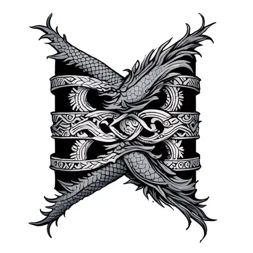 Maori Bracelet With Symmetrical Dragons Forming A