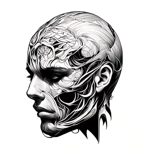 Head Made Of Lines Going In Scribbles Inside Showing The Complexity